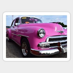 Big Pink Classic Car in Cuba Sticker